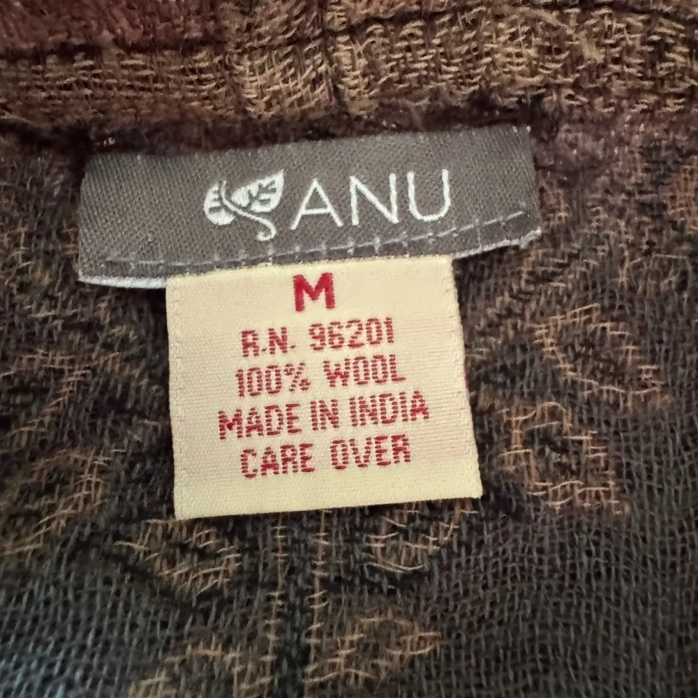 Anu Bohemian Brown Patchwork Draped Sleeveless Boho Vest Cardigan Size Medium - Picture 8 of 8